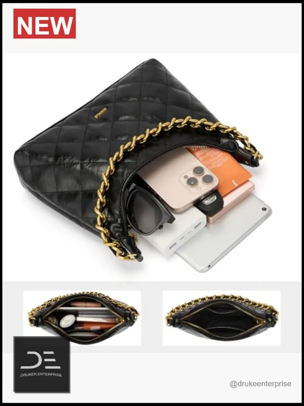 Faux Leather Vintage Hobo Crossbody Sling Bag with Gold Hardware